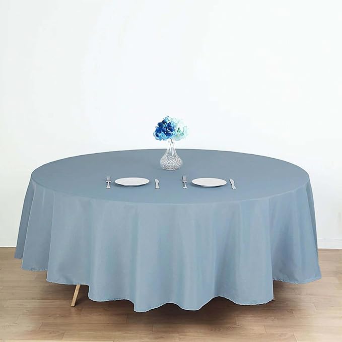 Efavormart Round Tablecloth, 90 Inch Stain & Wrinkle Resistant Washable Table Cloth, Decorative Polyester Fabric Table Cover for Banquet, Wedding, Dining- Dusty Blue