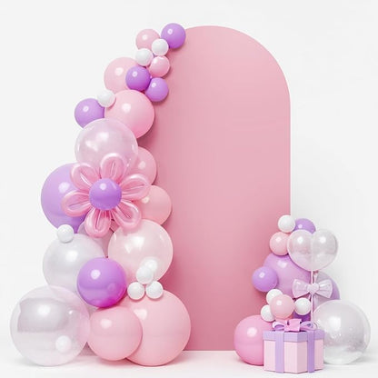 LEBENGURU Upgraded 7.2FT Wedding Arch Cover, Dusty Pink Spandex Fitted Arch Backdrop Cover, Round Top Chiara Stand Covers for Birthday Party Baby Shower Banquet Balloon Décor