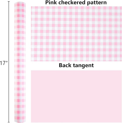 Burymento Pink Checkerboard Wrapping Paper, Gift Wrap for Birthday, Valentines, Mothers day, Graduation, Wedding, Fathers day, Baby Shower, Christmas (17in x 32.8ft)