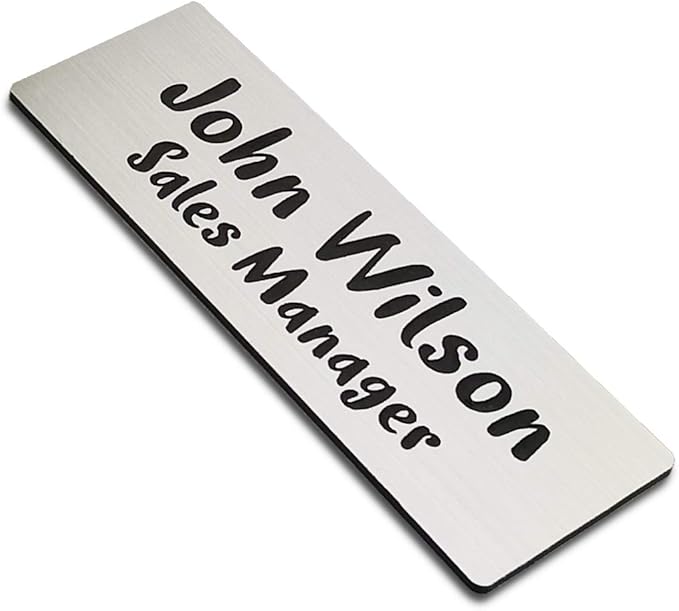 Custom Laser Engraved Name Badges with Pin, Magnetic, Adhesive, or Blank Backing, Durable Personalized Name Tag with 3 Lines of Custom Texts, Clear and Easy to Read, 10 Colors (1" x 3")