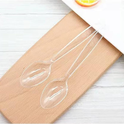 100 Count Plastic Silverware, Heavy Weight Plastic Forks Spoons Disposable Utensils Cutlery Set for Wedding Party Supplies Everyday Use