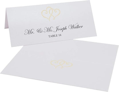 Linked Hearts Printable Place Cards, Ivory (Choose Color), Set of 150 (25 Sheets), Laser & Inkjet Printers - Wedding, Party, Dinner, and Special Events - Made in the USA