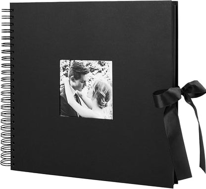 INNOCHEER Photo Album - Self Adhesive 80 Black Pages, Large Scrap Book Wedding Guest Book for DIY Anniversary Travel Memory Scrapbooking (Black 10X10)