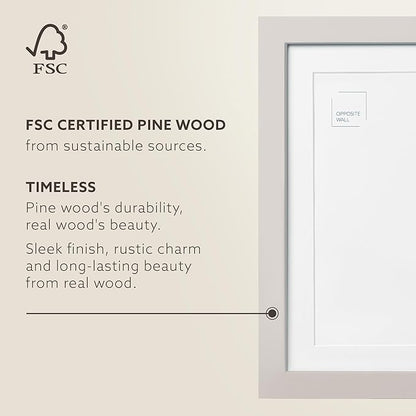 Opposite Wall - 24x36 in - Real Wood Grey Picture Frame - Lightweight, Versatile & Shatterproof - Large Wall Hanging Photo or Poster Frame - Wall Decor for Office, Gallery & Home