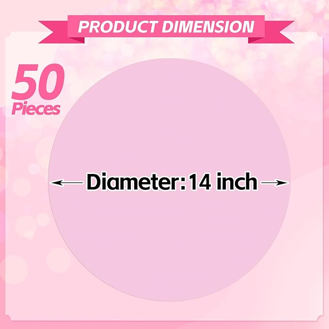 50 Pieces Pink Paper Place Mats Light Pink Round Disposable Table Mats Decorative Placemats for Wedding Bridal Shower Pink Birthday Party Dining Decor