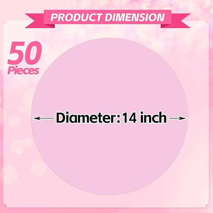 50 Pieces Pink Paper Place Mats Light Pink Round Disposable Table Mats Decorative Placemats for Wedding Bridal Shower Pink Birthday Party Dining Decor