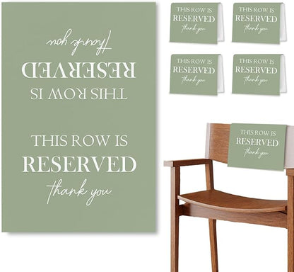 Reserved Seating Chair Signs, This Row Is Reserved Pew Cloths Seating Placeholder for Church Pews, Sage Green Wedding Decorations for Reception Parties Event (Sage Green, 4 PCS)