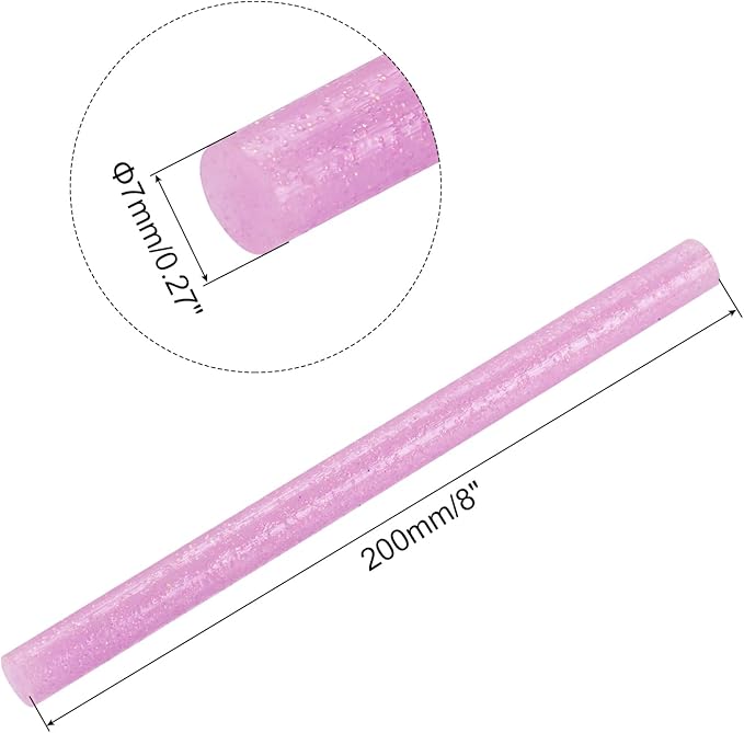 uxcell 20pcs Hot Glue Sticks for Glue Gun 7mm/0.27-inch x 8-inch Mini Hot Melt Adhesive Glue Stick Glitter Pink