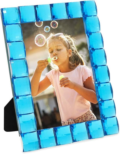 Isaac Jacobs Decorative Sparkling Turquoise Jewel Picture Frame, Photo Display & Home Décor (4x6, Turquoise)