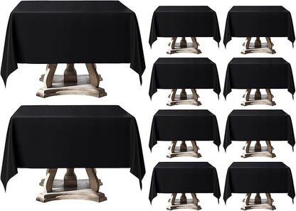 Square Tablecloth 52 x 52 Inch Black 10 Pack Tablecloths Stain-Wrinkle Resistant Washable Polyester Table Cloths for Holiday, Buffet Parties,and Wedding