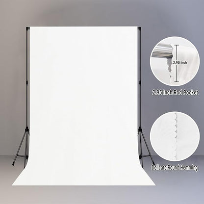 White Screen Backdrop for Photography 6x9ft Zoom Meeting, Game Live Steaming Photo Studio Shooting Props High Density Fabric Background