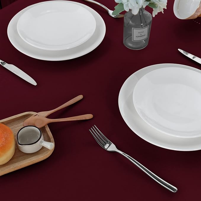 sancua 2 Pack Round Tablecloth 60 Inch Burgundy, Stain and Wrinkle Resistant Table Cloth - Washable Polyester Table Cover for Dining Tables, Buffet Parties and Camping