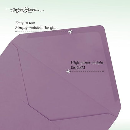 50 Pack 4x6 Envelopes Letter Size, Purple A4 Envelopes Self Seal for Wedding Invitation, Envelope 4.3x6.3 for Greeting Cards, Photos, Baby Shower, Graduation, Thank You Cards, Announcements