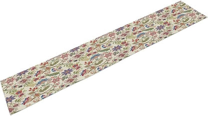 Spring Floral Table Runner, Boho Floral Pattern Natural Plant Table Decoration for Home Kitchen Restaurant Holiday Party,13in（33cm） W * 60in（152cm） L
