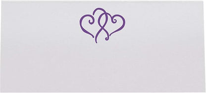 Linked Hearts Place Cards, Purple (Choose Color), Set of 150, Pre-cut and Scored - Wedding, Party, Dinner, and Special Events - Made in the USA