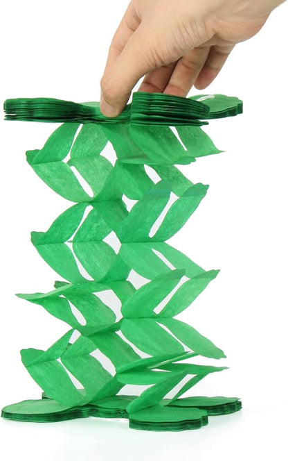 Red-Green White Party-Decorations Christmas Streamers-Garland - 12pcs Mexico Italian 4-Leaf Clover Paper Streamers,Italy Mexican Birthday Baby Shower Wedding Banners,New Years Winter Decor Ouruola