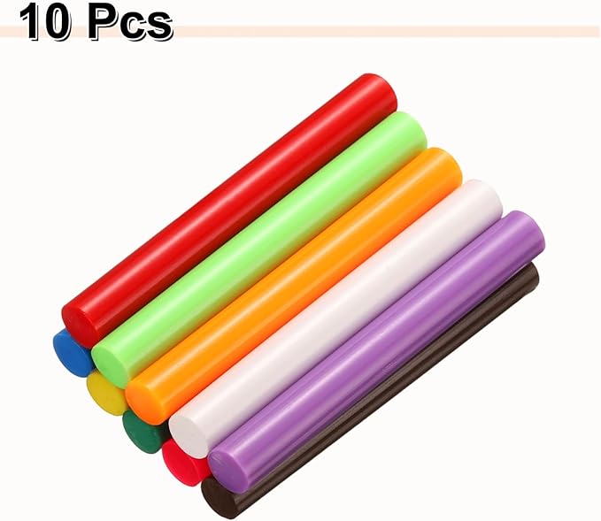 HARFINGTON 10pcs Hot Glue Sticks 0.43" Dia x 3.94" Long EVA Mini Hot Melt Adhesive Glue Stick for Hot Melt Gun Wood Plastic Glass Flowers Fabrics Foam, Multicolor