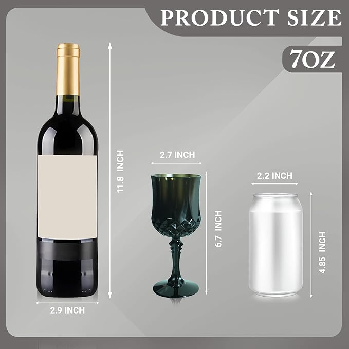 Plastic Wine Glasses，Plastic Goblets Vintage Style Cordial Drinking Glasses for Wedding Reception, Halloween Grand Event Party Supplies (48, Black)