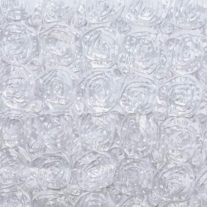 Efavormart 90"x132" Wholesale Rectangle Table Cover White Grandiose Rosette 3D Satin Tablecloth for Wedding Party Event Decoration