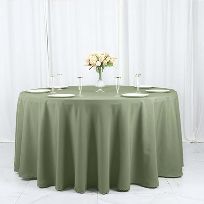 Efavormart Round Tablecloth, 120 Inch Stain & Wrinkle Resistant Washable Table Cloth, Decorative Polyester Fabric Table Cover for Banquet, Wedding, Dining - Eucalyptus Sage Green