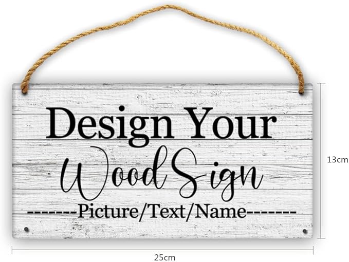 Custom Personalized Board Hanging Wood Sign, Design Your Welcome Sign, Customizable Wall Plaque, House Wood Sign for Garden Yard Home Farmhouse 9.8x5.1 inch