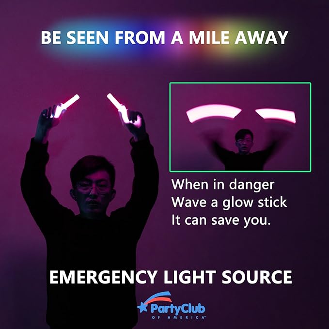 Premium Glow Fever Bulk Ultra Bright Multi Color Glow Sticks Emergency Light Sticks for Camping Accessories Parties Hurricane Supplies Earthquake Survival Kit and More