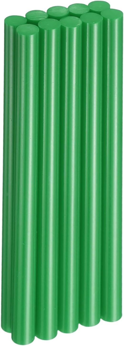 HARFINGTON 10pcs Hot Glue Sticks 0.43" Dia x 7.87" Long EVA Mini Hot Melt Adhesive Glue Stick for Hot Melt Gun Wood Plastic Glass Flowers Fabrics Foam, Deep Green