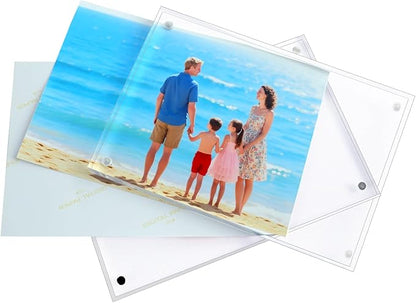 4×6 Acrylic Photo Frames 3 Pack,10mm+10mm Thick Magnetic Double Sided Free-Standing Transparent Picture Frame for Tabletop Display. (Transparent, 4X6)
