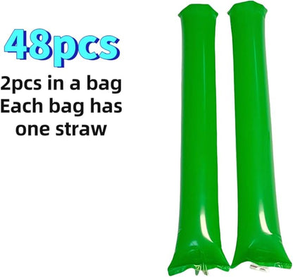 48pcs Round Head Boom Sticks Thunder Sticks Cheering Sticks Team Spirit Plastic Cheerleading Spirit Stick Clapper Inflatable Noise Maker Sports Supply (Green)