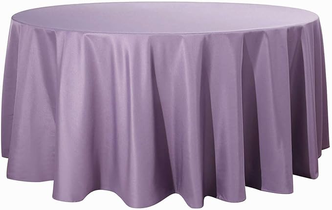 Efavormart Round Tablecloth, 132 Inch Stain & Wrinkle Resistant Washable Table Cloth, Decorative Polyester Fabric Table Cover for Banquet, Wedding, Dining- Amethyst