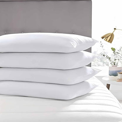 Ultra Thin Flat Soft Bed Pillows Standard Size Set of 2 Pack for Sleeping 20"x26", Hypoallergenic Skin Friendly Machine Washable