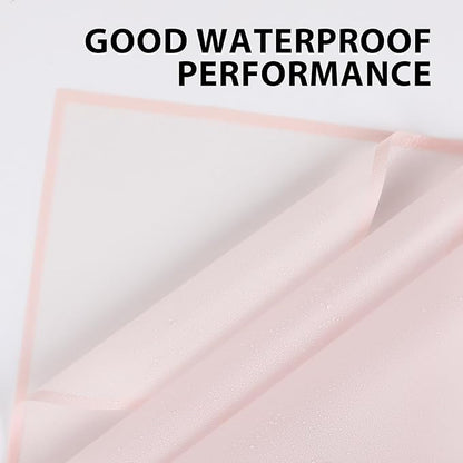 NESCCI 20 Sheet Flower Wrapping Paper - Waterproof Floral Bouquet Wrapping Paper, Florist Supplies Packaging Paper for Wedding Birthday Gift DIY (Translucent Pink)