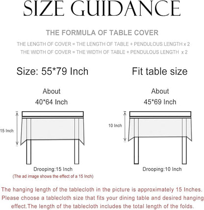 patdrea Designer Linen Vintage Blue Rectangle Tablecloth,Leaves Pattern Durable Floral Table Cloth,French Table Cover Cloth Decor for Kitchen Dining,Christmas,Thanksgiving,Party,55"x79"-Ivar B