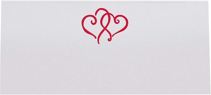 Linked Hearts Place Cards, Ruby Red (Choose Color), Set of 25, Pre-cut and Scored - Wedding, Party, Dinner, and Special Events - Made in the USA