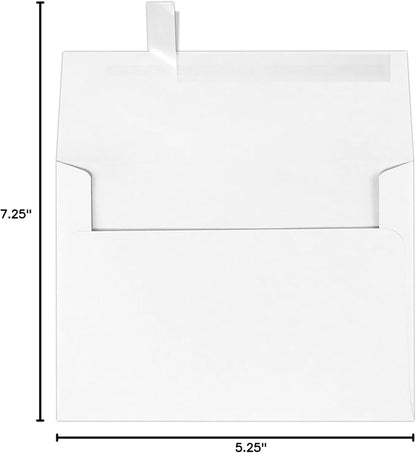 LUXPaper A7 Invitation Envelopes | Peel & Press | 5 1/4" x 7 1/4" | Brilliant White | 80lb. Text | 100% Cotton | 500 Qty