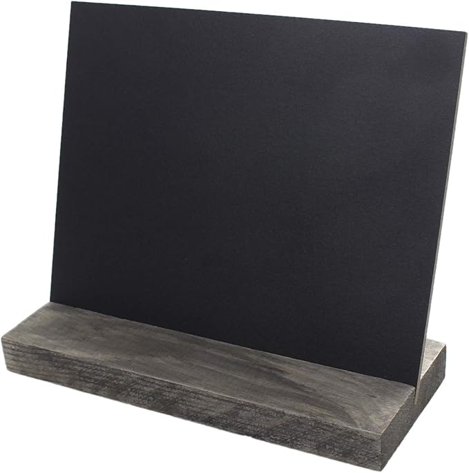 5 X 6 Inch Mini Tabletop Chalkboard Signs with Rustic Style Wood Base Stands, Set of 4，Include 3 chalks