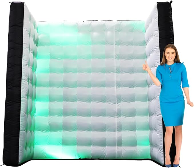 Black Inflatable Photo Booth Wall Background Straight Wall Background Party with Led Lights,Use in Advertising, Bars, Events, Trade Shows