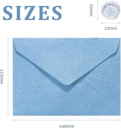 30 Pieces A6 Envelopes with 30 Seal Stickers, 6.32 x 4.45 inch Envelopes for 4 x 6 Wedding Invitation Cards, Greeting Cards, Graduation, Birthday Party Invitations, Blue.