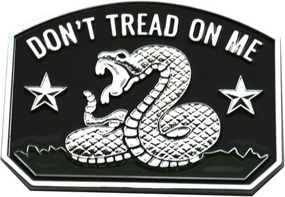 1x Gadsden Flag Rattlesnake Car Emblem 3D Decal Sticker with Don't Tread ON ME Slogan Fit for Car Truck Motorcycle Window Door and Flat Surface (Chrome)