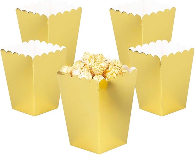YESON Gold Popcorn Boxes Mini Paper Popcorn Box for Party,Pack of 36