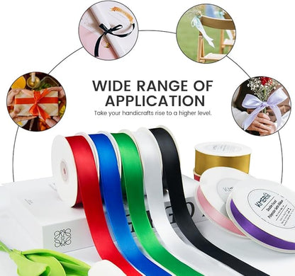 KMER LIFE 3/8 inch x 25 Yards Double Faced Polyester Black Satin Ribbon, Perfect for Gift Wrapping Very Suitable for Weddings Party Hair Bow Invitation Decorations and More