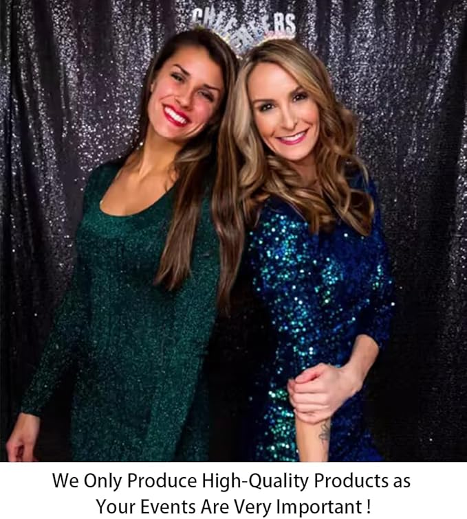 ShinyBeauty 10x10FT Black Sequin Backdrop | Photography & Wedding Background | Glitter Photo Booth Backdrop | Perfect for Baby Birthday Parties & Events | Durable & Elegant Curtain
