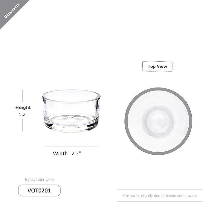 WGV Tea Light Votive Candle Holder 2x1.2 H, Clear Stubby Utility Cylinder Glass, Small Home Accent Decor, 1 Pc