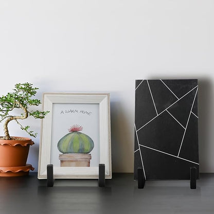 Sweetude 2 Pcs Large Plate Stands for Display Metal Frame Plate Holder Display Stand Decorative Table Top Easels for Picture, Book, Platter, Photo Easel(Black,6 Inch)
