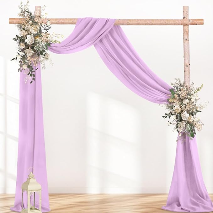 Lilac 2 Panels Wedding Arch Draping Fabric 29" x 20Ft Sheer Drapes Outdoor Curtain for Wedding Party Baby Bridal Shower Arch Ceiling Backdrop Decor