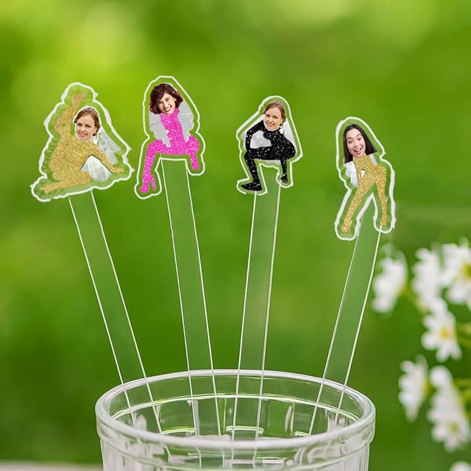Custom 50 Pcs Double-Sided Wedding Stir Stick, Personalized Bride Face Dancers Stir Stick, Acrylic Cocktail Stirrers, Wedding Drink Stirrers, Bachelorette Party Gifts, Bridal Shower Gifts