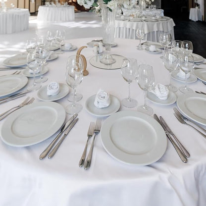 Fitable 8 Pack White Table Cloths 120 Inch Round - Stain Resistant and Washable Tableclothes, Polyester Fabric Table Covers for Wedding, Party, Banquet, Formal Events