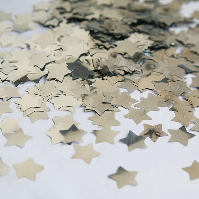 Silver Star Confetti,Foil Glitter Table Confetti,Sparkling for Party Decorations(1.76 OZ)
