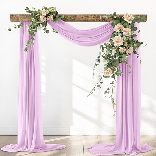 Lilac Elegant Arch Draping Fabric 2 Panels Outdoor 29" × 20Ft Sheer Chiffon Curtain Drapes for Fall Wedding Ceremony Birthday Party Garden Brunch