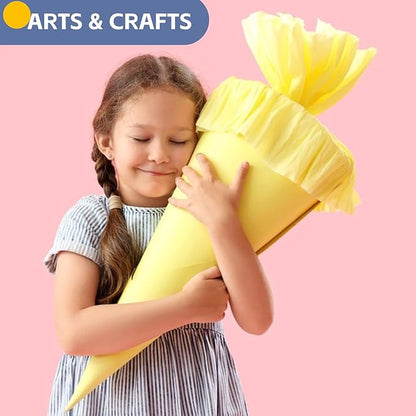 Halloween Wrapping Paper, 15"x900" Yellow Art Craft Poster Construction Bulletin Board Decorative Paper Roll for Gift Wrapping, Halloween, Birthday, Anniversary, Eid, Bouquet Flower Packing 80GSM 55LB